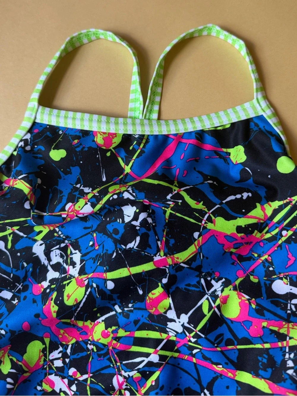 Dolfin Uglies Competitive Girls Swimsuit Splatter Print Racerback Size 34